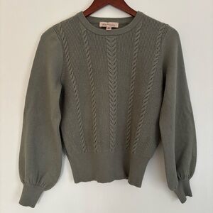 PHILOSOPHY | Green Puff Blousson Sleeve Cable Knit Coquette Sweater | Size XS